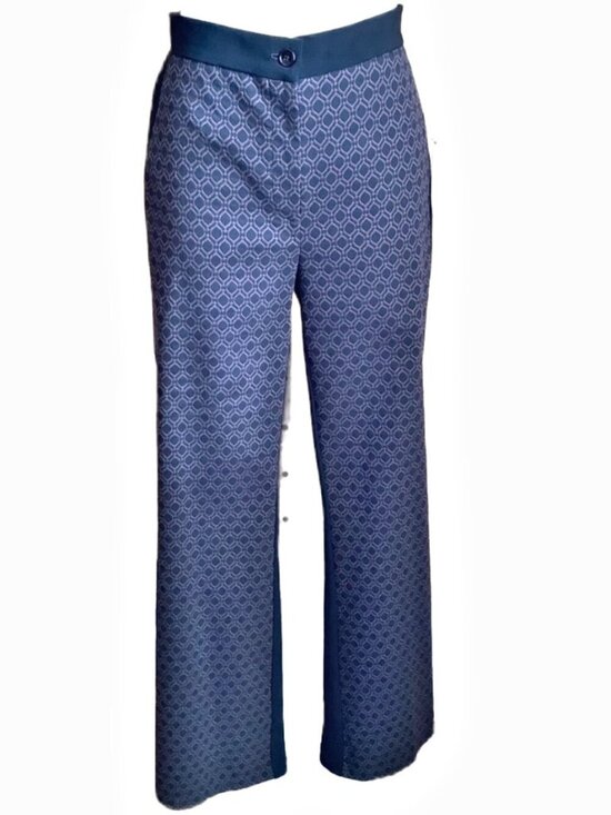 Joseph Ribkoff Pants - JOSEPH RIBKOFF Geometric Flare Trousers Black Brown 10 Stretch Knit